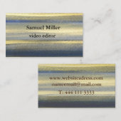 金ゴールドブルー芸術的オリジナルエディタ名刺 名刺 (正面/裏面)