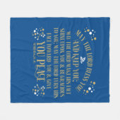  金ゴールドブルー賛美ズナンバーズ聖なる書物、 経典祈りの言葉  フリースブランケット (正面(横))