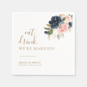 金ゴールドブルー食べピンクWe'結婚した's結婚. スタンダードカクテルナプキン (正面)