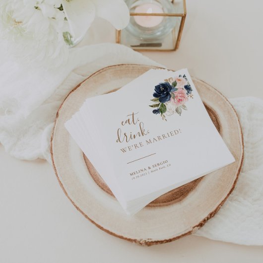 金ゴールドブルー食べピンクWe'結婚した's結婚. スタンダードカクテルナプキン