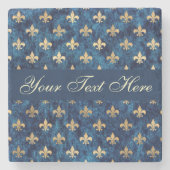 金ゴールドブルー（紋章の）フラ・ダ・リカスタム文字ストーンコースター ストーンコースター (正面)