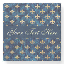 金ゴールドブルー（紋章の）フラ・ダ・リカスタム文字ストーンコースター