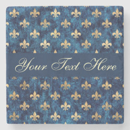 金ゴールドブルー（紋章の）フラ・ダ・リカスタム文字ストーンコースター ストーンコースター