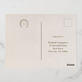 金ゴールドブルーRSVP挿入ヴィンテージアールヌーボーbyミュシャ 箔シーズンポストカード (裏面)