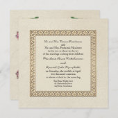 金ゴールドブロケダマスクフローラエレガフォーマルントウェディング 招待状 (正面/裏面)