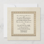 金ゴールドブロケダマスクフローラエレガフォーマルントウェディング 招待状 (正面)