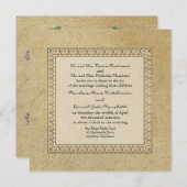 金ゴールドブロケダマスクフローラエレガフォーマルントウェディング 招待状 (正面/裏面)