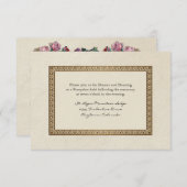 金ゴールドブロケダマスクフローラフォーマル披露宴招待状 招待状 (正面/裏面)