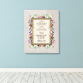 金ゴールドブロケードフローララヴ結婚はパーソナライズされた キャンバスプリント (インサイチュ (ウッドフロア))