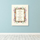 金ゴールドブロケードフローララヴ結婚はパーソナライズされた キャンバスプリント (インサイチュ (ウッドフロア))