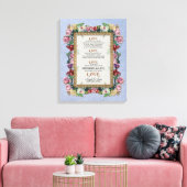 金ゴールドブロケードフローララヴ結婚はパーソナライズされた キャンバスプリント (インサイチュ (リビング))