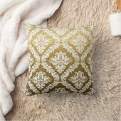 金ゴールドブロケード、ホワイトダマスクパターン クッション (ブランケット)