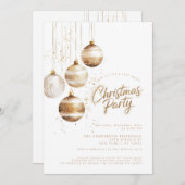 金ゴールドブロンズオーナメントボードクリスマスパーティー 招待状 (正面/裏面)