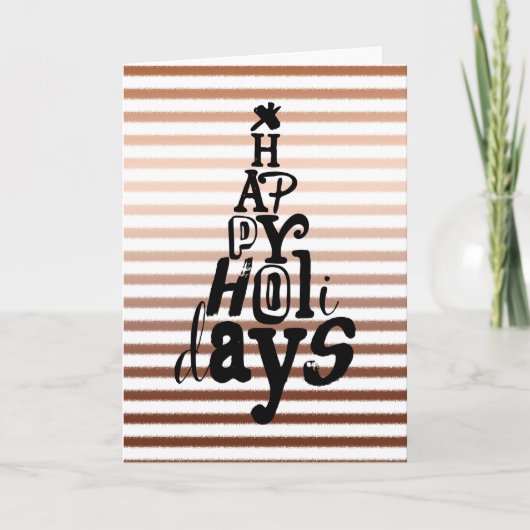 金ゴールドブロンズグラデーションストライプクリスマス シーズンカード (正面)