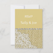 金ゴールドブロンズスポットレースダイヤモンド結婚の反応 招待状 (正面)