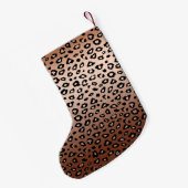 金ゴールドブロンズブラックヒョウグラデーションプリント スモールクリスマスストッキング (裏面 (吊り時))