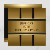 金ゴールドブロンズブラックメタルエレガントパーティー 招待状 (正面/裏面)