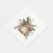 金ゴールドブロンズホワイトクリスマスベル スタンダードランチョンナプキン (角)