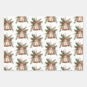 金ゴールドブロンズホワイトクリスマスベル ラッピングペーパーシート (正面)