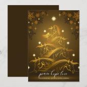 金ゴールドブロンズ抽象芸術クリスマスホース シーズンカード (正面/裏面)