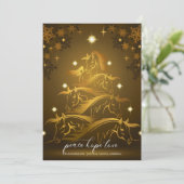 金ゴールドブロンズ抽象芸術クリスマスホース シーズンカード (スタンド正面)