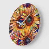 金ゴールドブーケサンフラワーコレクション ラージ壁時計 (傾斜)