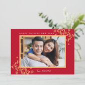 金ゴールドブ中国のラウス新年フォトホリデーカード 招待状 (スタンド正面)