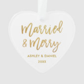 金ゴールドブ結婚したラシメリース結婚のハート オーナメント (裏面)