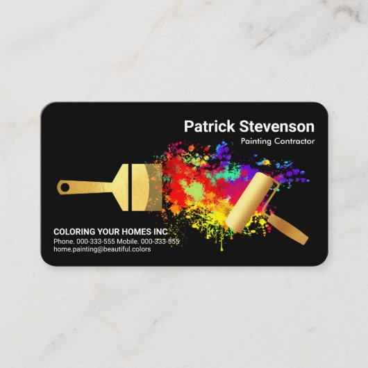 金ゴールドブ絵を描ラシ(ばちゃばちゃ)跳ねる 名刺 (正面)