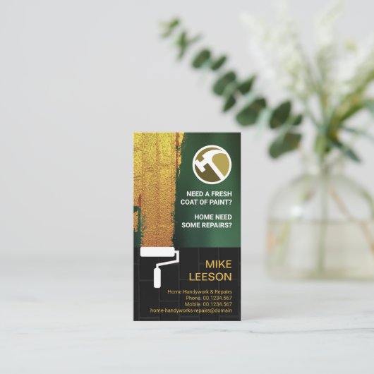 金ゴールドブ絵を描リックウォールハンディマンペインタ 名刺 (スタンド正面)