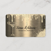 金ゴールドプライベートパーティーバーテンダー名刺 名刺 (正面)