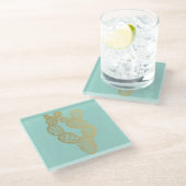 金ゴールドプリックサボドードル ガラスコースター (アングル)