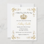 金ゴールドプリンスベビーシャワー招待状- パーソナライズされた 招待状 (正面)