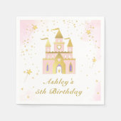 金ゴールドプリンセスキャッスルガールバースデーパーティナプキンス スタンダードカクテルナプキン (正面)