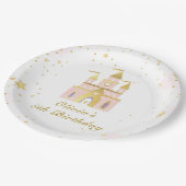 金ゴールドプリンセスキャッスルガール誕生日 ペーパープレート (アングル)