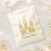 金ゴールドプリンセスキャッスルバースデーパーティー フェイバーバッグ (クリップ留めされた状態)