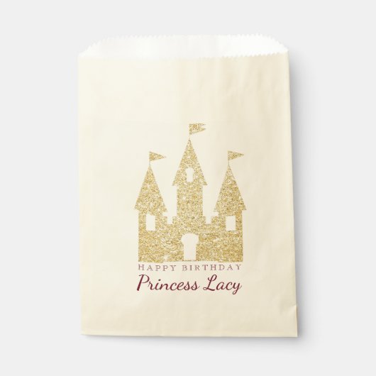 金ゴールドプリンセスキャッスルバースデーパーティー フェイバーバッグ (正面)