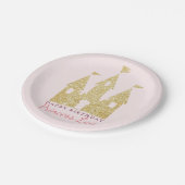 金ゴールドプリンセスキャッスルバースデーパーティー ペーパープレート (アングル)