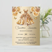 金ゴールドプリンセスキンセアニラ蝶ボールガウンバラ 招待状 (スタンド正面)