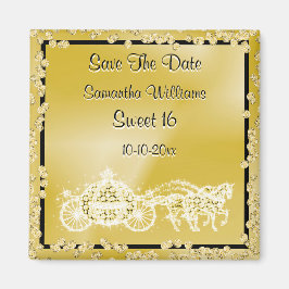 金ゴールドプリンセスコーチと馬の日付を保存16th マグネット