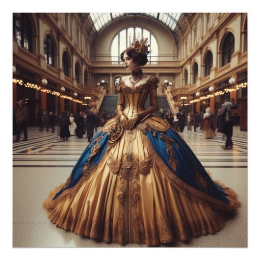 金ゴールドプリンセススチームパンク産業ビクトリアン産業 フォトプリント (正面)