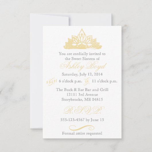 金ゴールドプリンセスSweet sixteen招待状 招待状 (正面)