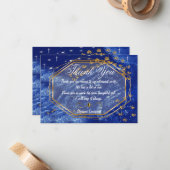 金ゴールドプリントの星空の氷の夜空ありがとう ノートカード (正面/裏面インサイチュ)