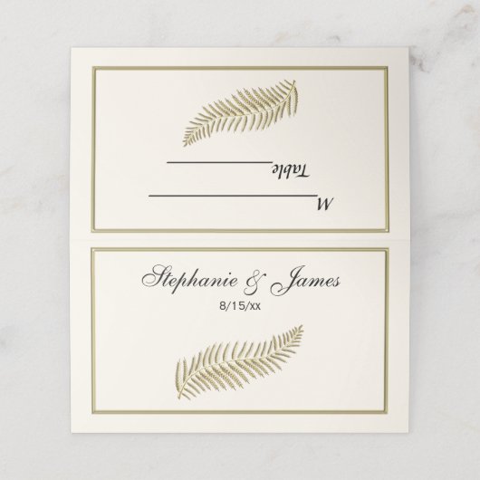 金ゴールドプルメフェザーアイボリーBGエスコート座席表 プレイスカード (外部開封)