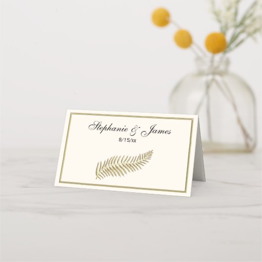 金ゴールドプルメフェザーアイボリーBGエスコート座席表 プレイスカード (正面)