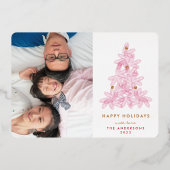 金ゴールドプレスのクリスマスパインの木の写真バック 箔シーズンカード (裏面)