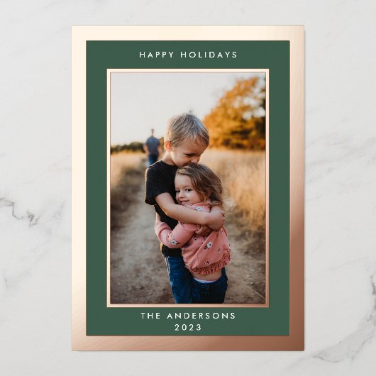 金ゴールドプレスはっきりしたエレガンスクリスマス縁ど写真 箔シーズンカード (正面)