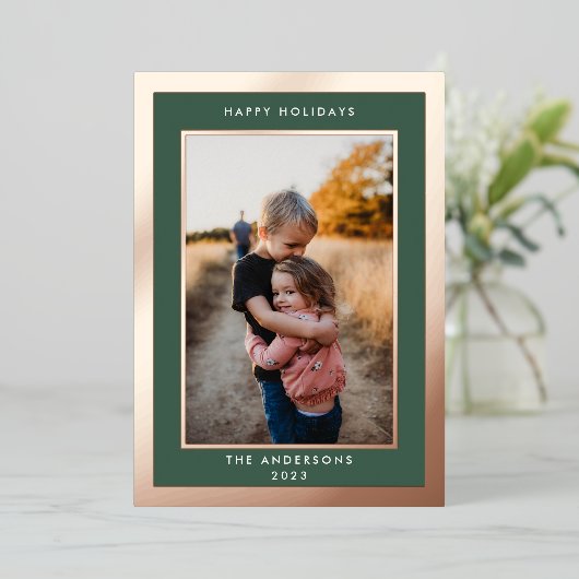 金ゴールドプレスはっきりしたエレガンスクリスマス縁ど写真 箔シーズンカード (立ち正面)