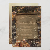 金ゴールドプレゼント、スノーフレークヴィンテージ会社 招待状 (正面/裏面)