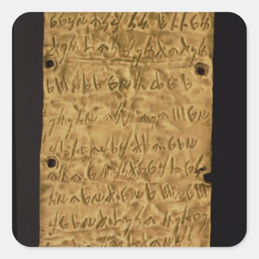 金ゴールドプレートとフェニキア碑文，サンタから スクエアシール (正面)